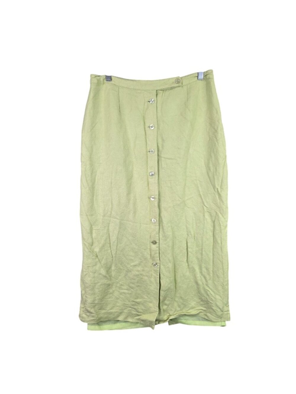 Womens Emma James Green Linen Blend Button Front Midi Skirt Fully Lined Size 12